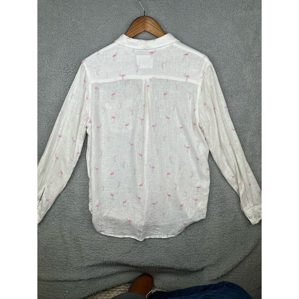 Rails Button Up Womens Small Linen Blend Shirt Wh… - image 4